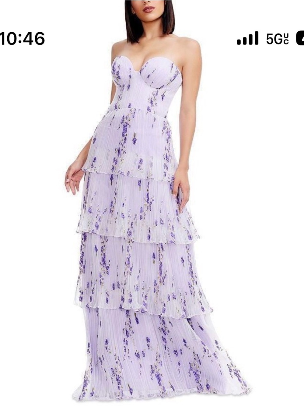 Dress the Population Lavender Strapless Floral Tiered Maxi Dress